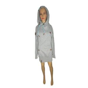 Naketano Hoodie Sweatshirt Dress with Leather Details Size Medium